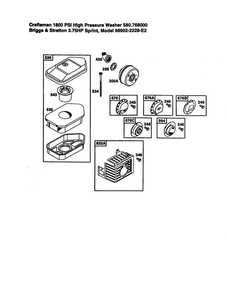 Air Cleaner Diagram and Parts List for 98902-2228-E2  Briggs and Stratton Engine